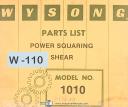 Wysong 1010, Power Squaring Shear, Parts List Manual Year (1979)